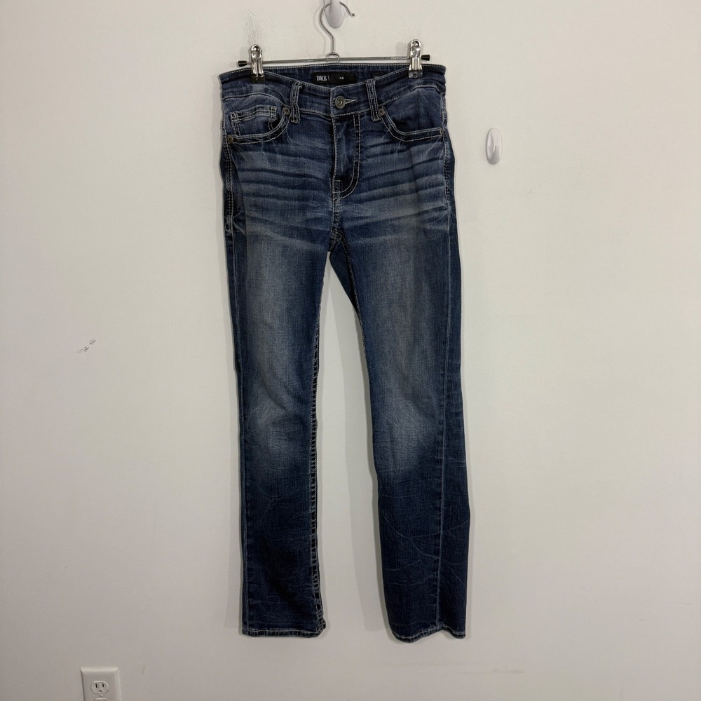 BKE Mens Jeans 28x30 Alec Blue Distressed Stretch Straight Leg Y2K Western